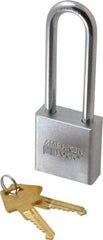 American Lock - 3" Shackle Clearance, Keyed Alike A6202 Padlock - 5/16" Shackle Diam, Steel, with Solid Steel Finish - A1 Tooling