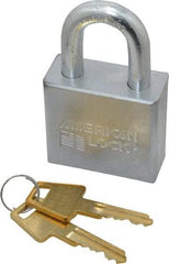 American Lock - 1-1/8" Shackle Clearance, Keyed Alike A50 Padlock - 3/8" Shackle Diam, Steel, with Solid Steel Finish - A1 Tooling