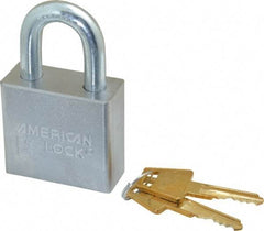 American Lock - 1-1/8" Shackle Clearance, Keyed Alike A50 Padlock - 3/8" Shackle Diam, Steel, with Solid Steel Finish - A1 Tooling