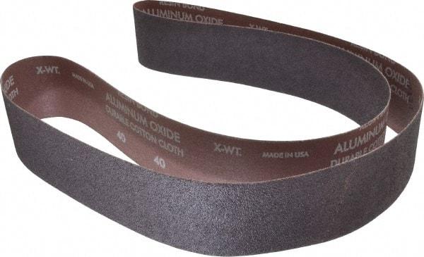 Norton - 2-1/2" Wide x 60" OAL, 40 Grit, Aluminum Oxide Abrasive Belt - Aluminum Oxide, Coarse, Coated, X Weighted Cloth Backing, Series R228 - A1 Tooling