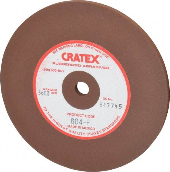 Cratex - 6" Diam x 1/2" Hole x 1/4" Thick, Surface Grinding Wheel - Silicon Carbide, Fine Grade, 3,600 Max RPM, Rubber Bond, No Recess - A1 Tooling