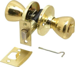 Value Collection - Bright Brass Privacy Knob Lockset - 2-3/8" Back Set, 5-Pin Brass Tumbler Cylinder - A1 Tooling