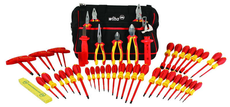 48 Piece - Insulated Tool Set with Pliers; Cutters; Nut Drivers; Screwdrivers; T Handles; Knife & Ruler in Tool Box - A1 Tooling
