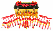 80 Piece - Insulated Tool Set with Pliers; Cutters; Nut Drivers; Screwdrivers; T Handles; Knife; Sockets & 3/8" Drive Ratchet w/Extension; Adjustable Wrench; Ruler - A1 Tooling