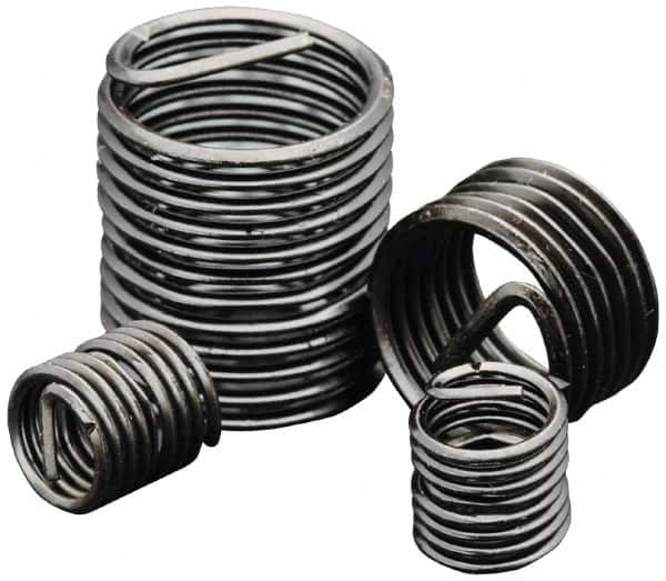 Heli-Coil - Single Insert, #6-32 UNC, 2D, Stainless Steel Screw Locking Insert - 6-7/8 Free Coils, 0.276 Inch Overall Length, 0.178 to 0.193 Inch Outside Diameter, with Tang, Primer Free Coating, 304 Material Grade - Exact Industrial Supply