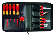 10 Piece - Insulated Pliers; Cutters; Wire Stripper; Slotted & Phillips Screwdrivers in Zipper Case - A1 Tooling