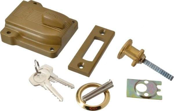 Yale - 1-1/8 to 2-1/4" Door Thickness, Brass Lacquer Finish, 112F Rimlock Deadbolt - Rim Cylinder - A1 Tooling