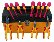 12 Piece - Insulated Pliers; Cutters; Slotted & Phillips Screwdrivers; Nut Drivers in Tool Box - A1 Tooling