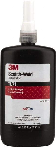 3M - 250 mL, Red, High Strength Liquid Threadlocker - Series TL71, 24 hr Full Cure Time, Hand Tool, Heat Removal - A1 Tooling