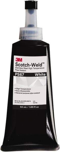 3M - 50 mL Tube White Pipe Sealant - Dimethacrylate, 400°F Max Working Temp, For Seal Hydraulic & Pneumatic Pipes & Fittings - A1 Tooling