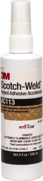 3M - 8 oz Bottle Amber Instant Adhesive - Series AC113, Bonds to Metal, Plastic & Rubber - A1 Tooling