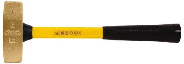 Ampco - 3 Lb Aluminum Bronze Nonsparking Double Face Engineer's Hammer - 15" OAL, Fiberglass Handle - A1 Tooling