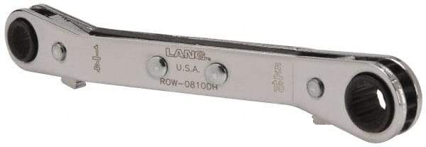 Lang - 1/4" x 5/16" 12 Point Reversible Ratcheting Offset Box Wrench - Double End, 4-1/4" OAL, Steel, 25° Offset - A1 Tooling