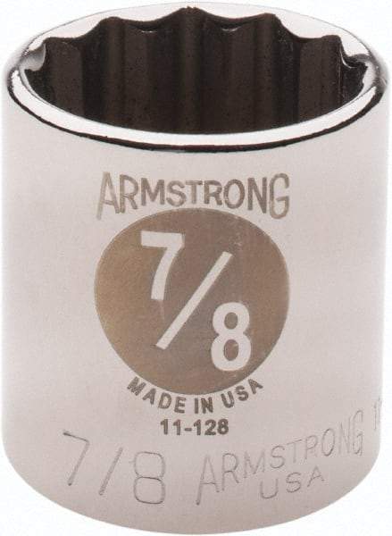 Armstrong - 7/8", 3/8" Drive, Standard Hand Socket - 12 Points, 1-13/64" OAL - A1 Tooling