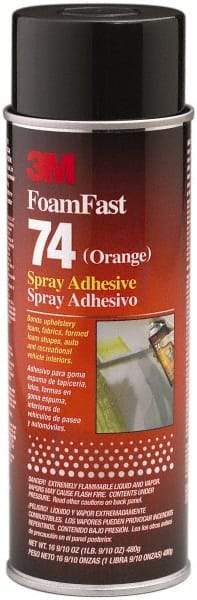 3M - 24 oz Aerosol Orange Spray Adhesive - High Tack, 170°F Heat Resistance, 40 Sq Ft Coverage, Medium Strength Bond, 15 min Max Bonding Time, Flammable, Series 74 - A1 Tooling