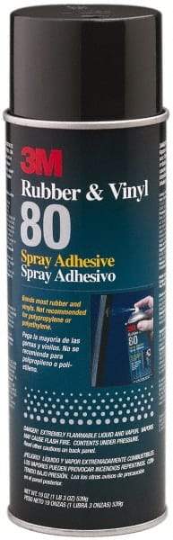 3M - 19 oz Aerosol Yellow Spray Adhesive - High Tack, 300°F Heat Resistance, 28 Sq Ft Coverage, High Strength Bond, 30 min Max Bonding Time, Flammable, Series Rubber & Vinyl 80 - A1 Tooling