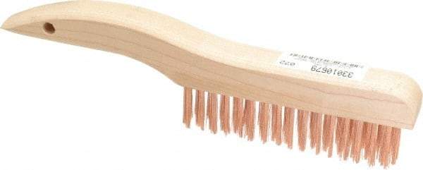 Ampco - 4 Rows x 16 Columns Bronze Shoe Handle Wire Brush - 10" OAL, 1-1/8" Trim Length, Wood Shoe Handle - A1 Tooling