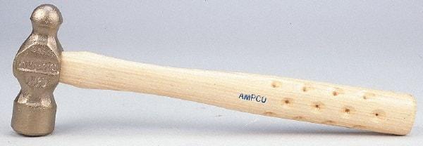 Ampco - 1-1/2 Lb Head Bronze Nonsparking Ball Pein Hammer - Hickory Handle - A1 Tooling