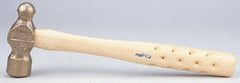 Ampco - 2 Lb Head Bronze Nonsparking Ball Pein Hammer - Hickory Handle - A1 Tooling