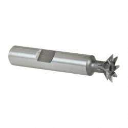 Keo - 1/2" Diam x 1/8" Width of Cut, 45° Included Angle, High Speed Steel Dovetail Cutter - 3/8" Shank Diam, 1-11/16" Shank Length, 2-1/8" Overall Length, Weldon Flat, Uncoated - A1 Tooling