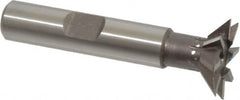 Keo - 3/4" Diam x 3/16" Width of Cut, 45° Included Angle, High Speed Steel Dovetail Cutter - 3/8" Shank Diam, 1-9/16" Shank Length, 2-1/8" Overall Length, Weldon Flat, Uncoated - A1 Tooling