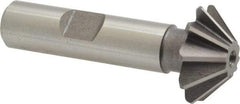 Keo - 1" Diam x 5/16" Width of Cut, 45° Included Angle, Shank Connection, High Speed Steel Single Angle Cutter - 1/2" Shank Diam, 2-1/2" Overall Length, Right Hand Cut, Uncoated - A1 Tooling