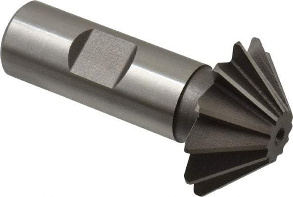 Keo - 1-1/2" Diam x 1/2" Width of Cut, 45° Included Angle, Shank Connection, High Speed Steel Single Angle Cutter - 3/4" Shank Diam, 2-3/4" Overall Length, Right Hand Cut, Uncoated - A1 Tooling