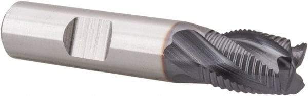 Niagara Cutter - 1/2" Diam, Fine Pitch, 5/8" LOC, 4 Flute Cobalt Roughing Square End Mill - TiCN Finish, 2-5/8" OAL, 1/2" Shank Diam, Single End, Centercutting, 30° Helix - A1 Tooling