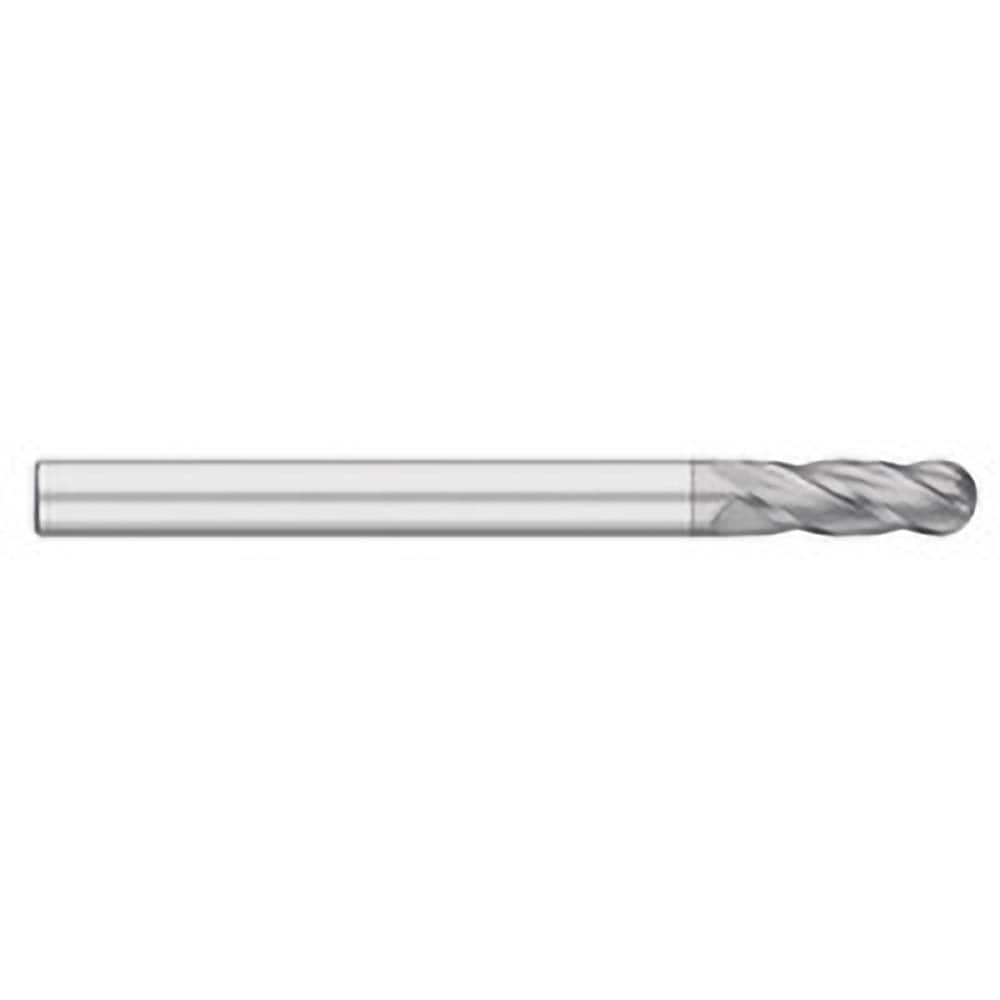 Ball End Mill: 0.875″ Dia, 3″ LOC, 4 Flute, Solid Carbide 6″ OAL, 7/8″ Shank Dia, 30 ° Helix, TiCN Coated, Single End