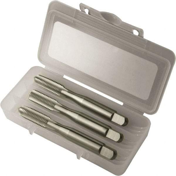 Vermont Tap & Die - #8-36 UNF, 4 Flute, Bottoming, Plug & Taper, Bright Finish, High Speed Steel Tap Set - Right Hand Cut, 2-1/8" OAL, 3/4" Thread Length, 2/2B/3B Class of Fit, Series 3105 - A1 Tooling