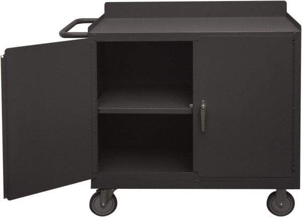 Durham - 1,200 Lb Capacity, 18" Wide x 36" Long x 39-3/4" High Mobile Cart - 2 Door, 1 Shelf, Steel, 2 Rigid/2 Swivel Casters - A1 Tooling