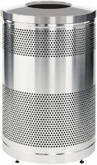 Rubbermaid - 51 Gal Silver Round Decorative Waste Receptacle With Top - Stainless Steel, 902mm High - A1 Tooling