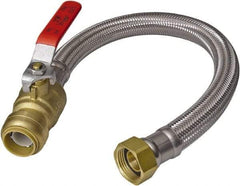 SharkBite - 1/2" Push to Connect Inlet, 3/4" FIP Outlet, Braided Stainless Steel Flexible Connector - Stainless Steel, Use with Water Air Connectors - A1 Tooling