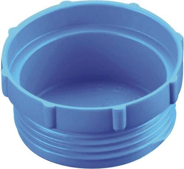 Caplugs - Serrated Round Head, Threaded Plug - 0.62" OD, 39/64" Long, High-Density Polyethylene, Blue - A1 Tooling