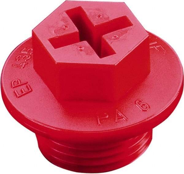 Caplugs - Hex Head with Slot, Threaded Plug - 1.02" OD, 29/32" Long, High-Density Polyethylene, Yellow - A1 Tooling