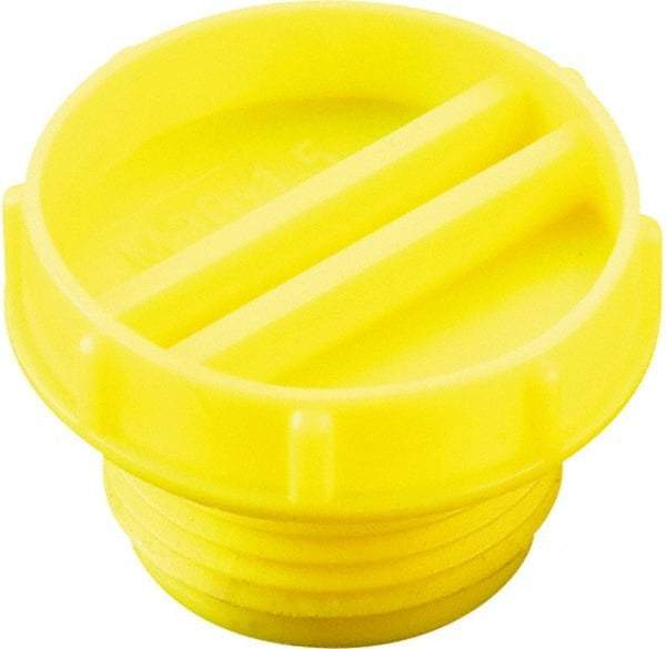 Caplugs - Serrated Round Head with Slot, Threaded Plug - 21.08mm OD, Low-Density Polyethylene, Yellow - A1 Tooling