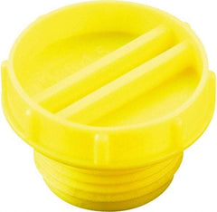 Caplugs - Serrated Round Head with Slot, Threaded Plug - 27.94mm OD, Low-Density Polyethylene, Yellow - A1 Tooling