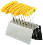 8 Piece - 1/8 - 3/8" - T-Handle Hex Ergonomic Comfort Grip Inch Set in Metal Stand - A1 Tooling