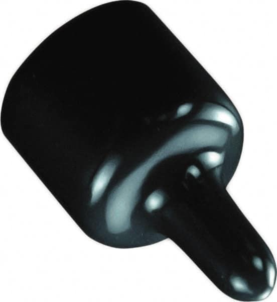 Caplugs - 3/16" ID, Pull-Tab, Round Head Masking Cap - 1-19/32" Long, Vinyl, Black - A1 Tooling