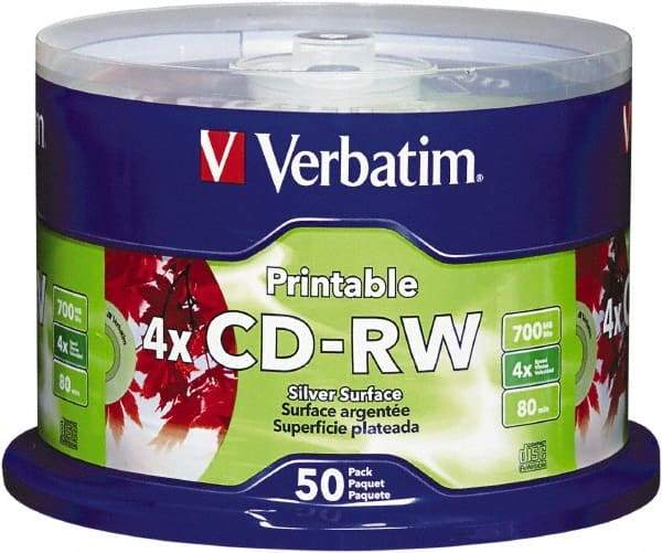 Verbatim - Silver CD-RW Discs - Use with CD, DVD Drives - A1 Tooling