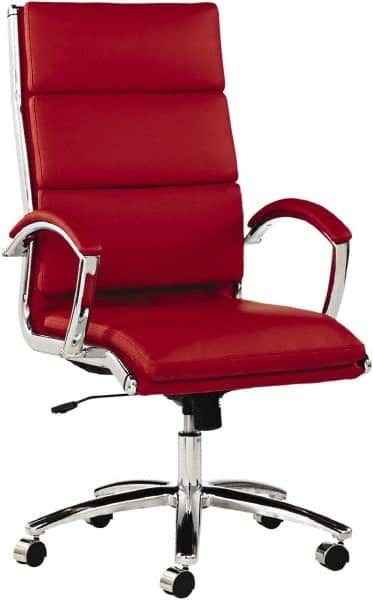 ALERA - 45-1/4" High High Back Chair - 24" Wide x 27-1/4" Deep, Leather Seat, Red - A1 Tooling