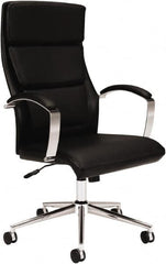 Basyx - 45-3/4" High Executive High Back Leather Chair - 25" Wide x 27-1/2" Deep, Leather Seat, Black - A1 Tooling