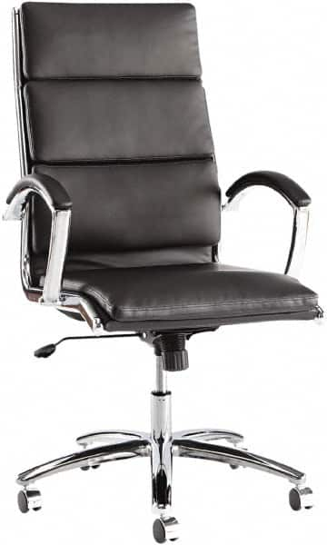 ALERA - 45-1/4" High High Back Chair - 24" Wide x 27-1/4" Deep, Leather Seat, Black - A1 Tooling