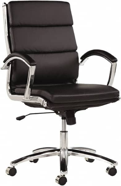 ALERA - 42-1/8" High Mid Back Chair - 24" Wide x 27-1/4" Deep, Leather Seat, Black - A1 Tooling