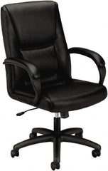 Basyx - 45" High Executive Mid Back Chair - 25" Wide x 39-1/4" Deep, Leather Seat, Black - A1 Tooling