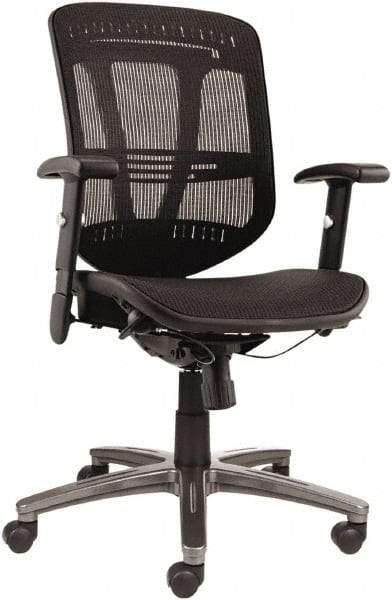 ALERA - 43-3/8" High Mid Back Chair - 25" Wide x 25-1/2" Deep, Mesh Seat, Black - A1 Tooling