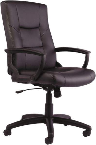 ALERA - 43-3/4" High Executive High Back Swivel Tilt Chair - 25" Wide x 27" Deep, Leather Seat, Black - A1 Tooling