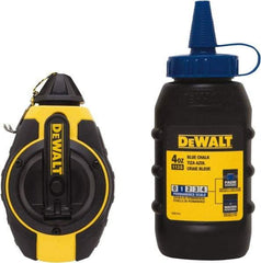 DeWALT - 100' Long Reel & Chalk Set - Yellow & Black, Includes 4 oz Blue Chalk - A1 Tooling