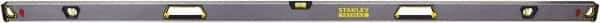 Stanley - 72" Long 3 Vial Box Beam Level - Aluminum, Black/Silver/Yellow, 1 Level & 2 Plumb Vials - A1 Tooling