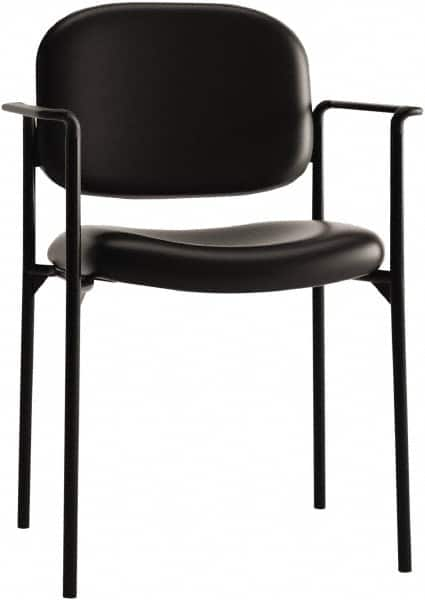 Basyx - Leather Black Stacking Chair - Black Frame, 23-1/4" Wide x 21" Deep x 32-3/4" High - A1 Tooling